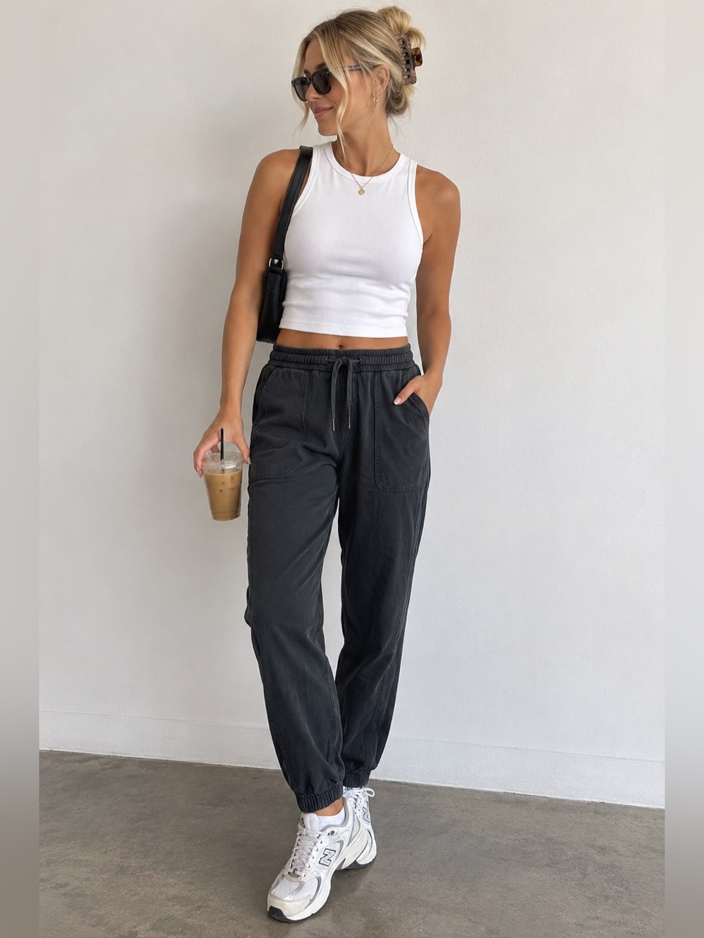 Athleta Black Drawstring Jogger Pants M